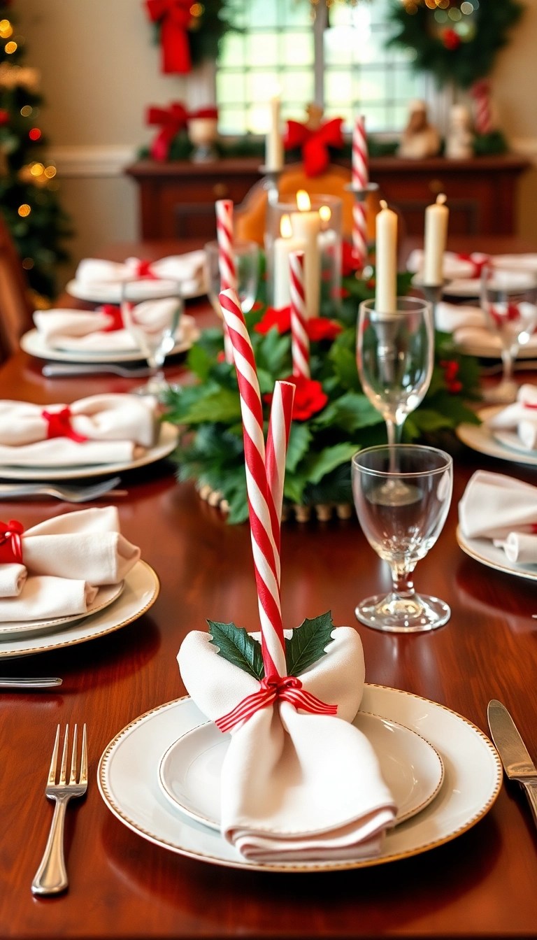 25 Stunning DIY Christmas Decor Ideas That Will Wow Your Guests This Holiday Season! - 7. Candy Cane Place Settings