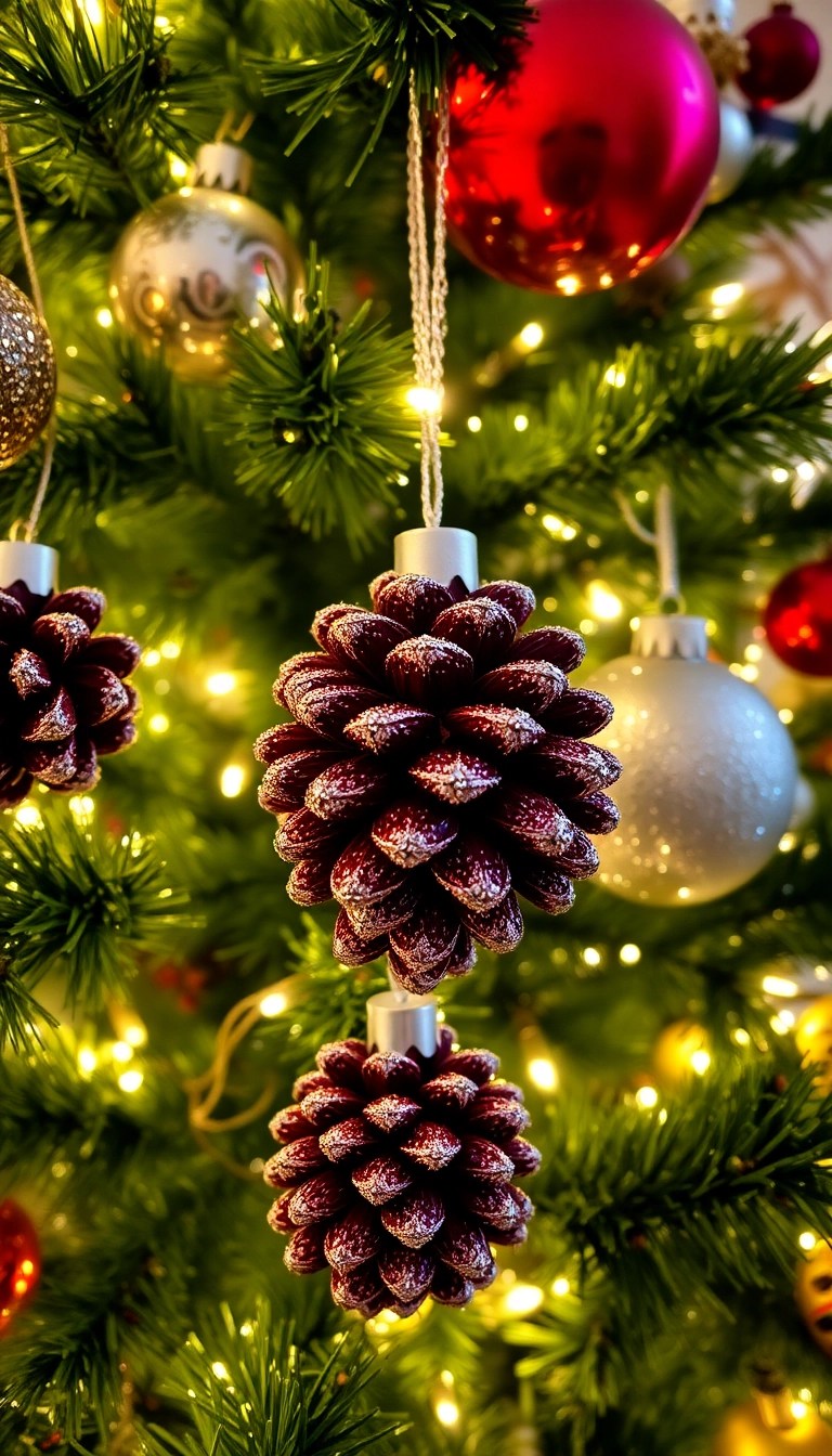 25 Stunning DIY Christmas Decor Ideas That Will Wow Your Guests This Holiday Season! - 9. Glittery Pinecone Ornaments